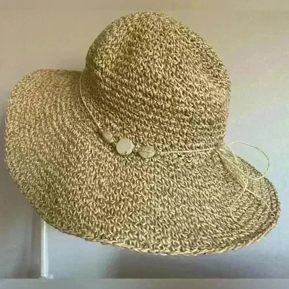 Bohemian Seagrass Straw  Floppy Sun Hat‎ - Picture 1 of 5